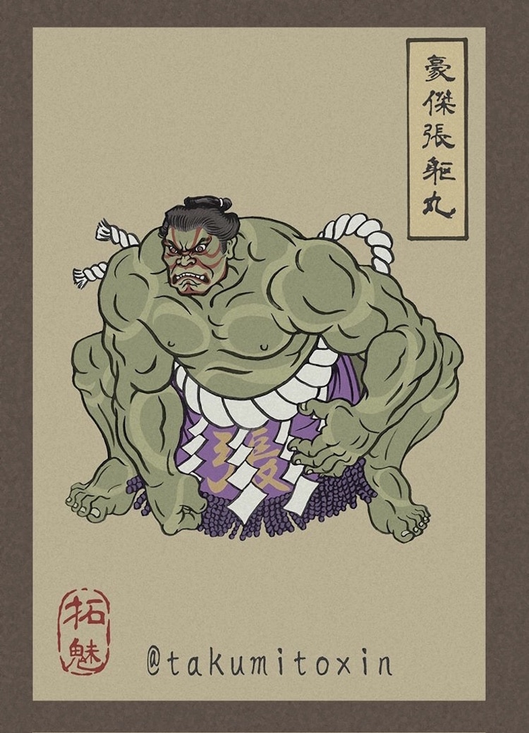 Ilustraciones ukiyo-e de Avengers por Takumi