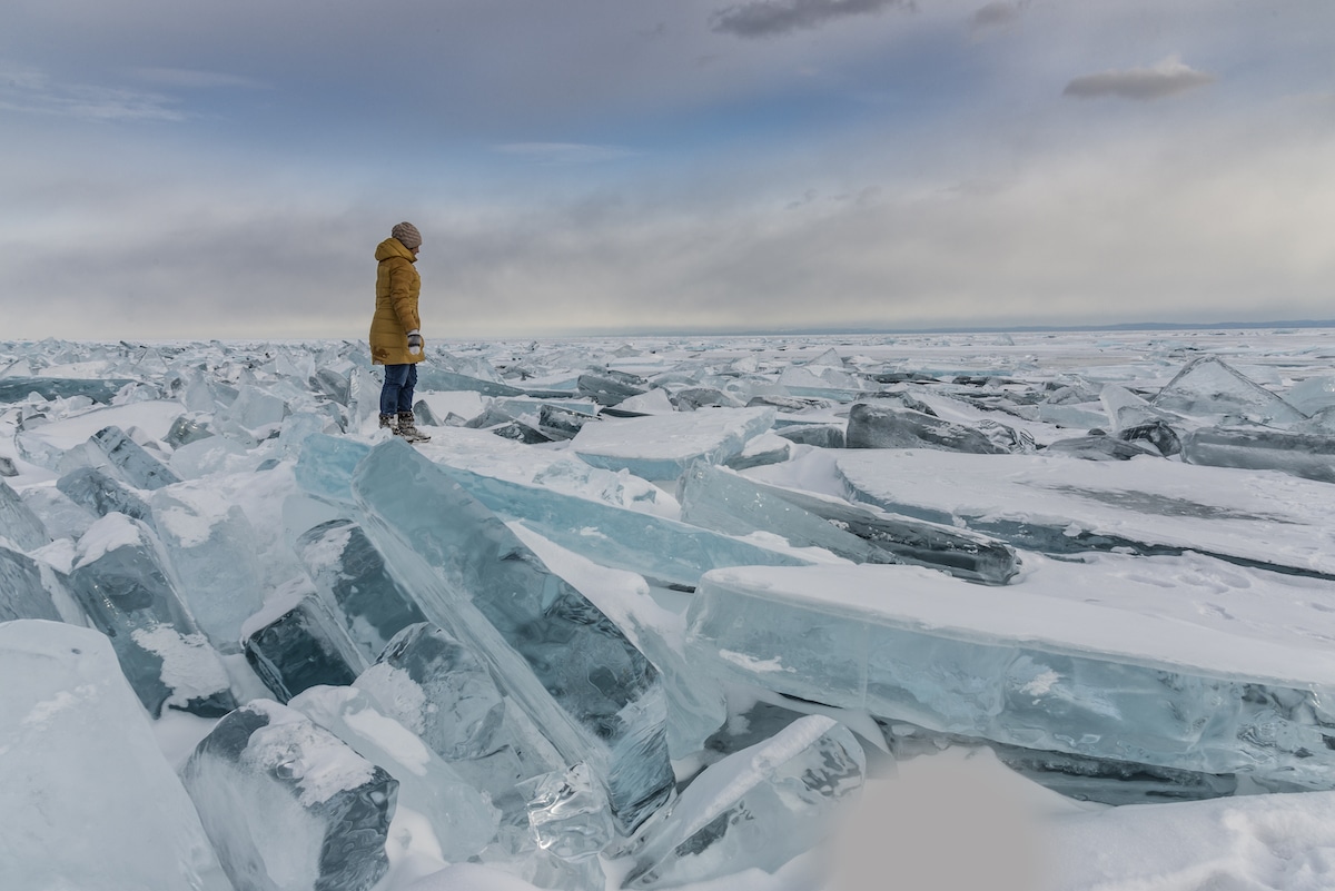 Lake Baikal Frozen in the Winter