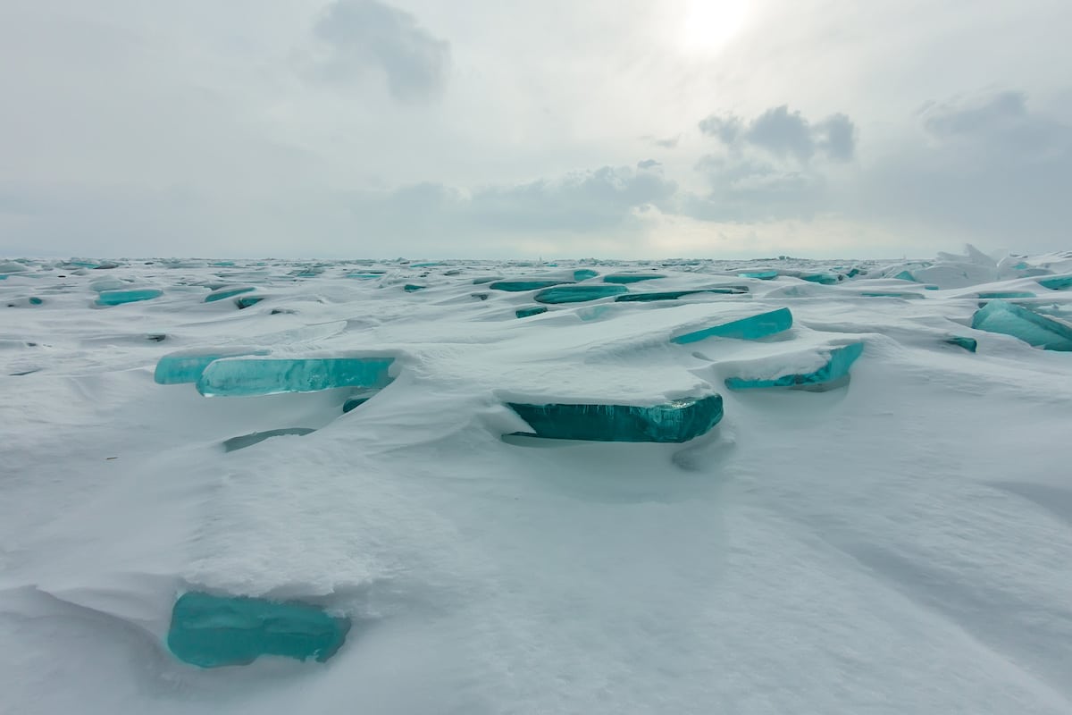 Lake Baikal Frozen in the Winter