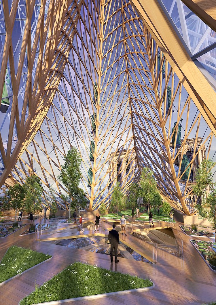 Diseño del techo de Notre Dame por Vincent Callebaut