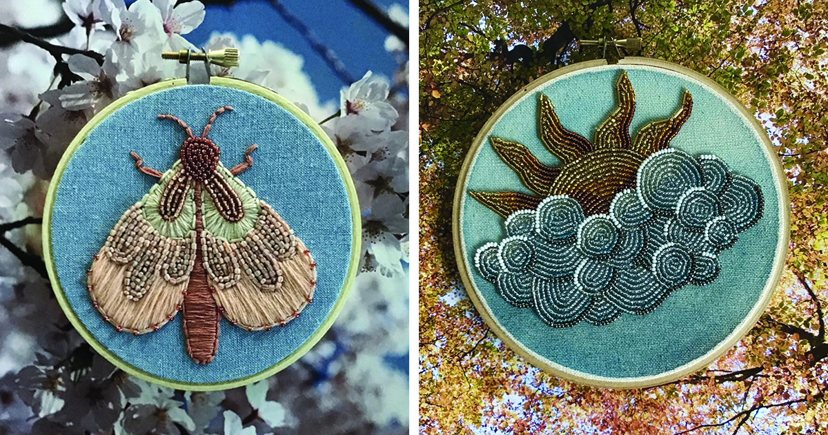 Pretty Nature-Inspired Embroidery Bead Designs Shimmer in the Light