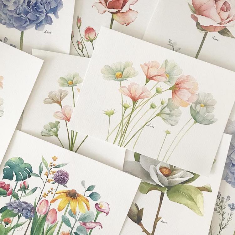 dibujos de flores por Kate Kyehyun Park