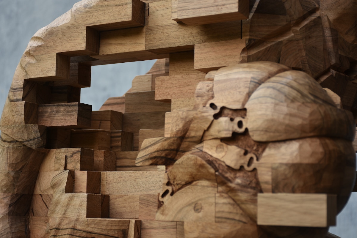 New Dynamic, Pixelated Wood Sculptures from Hsu Tung Han