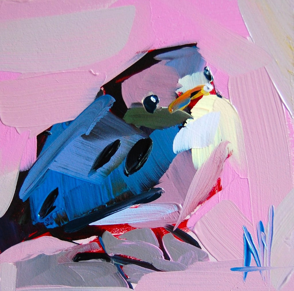 Pintura de impasto de pájaros por Angela Moulton