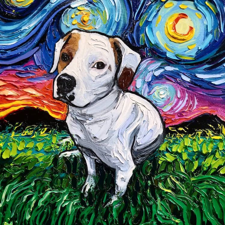 Starry Night Dogs by Aja Kusick