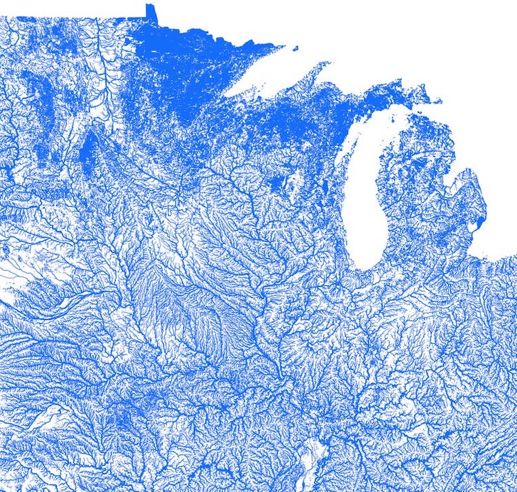 mapa de los ríos de estados unidos