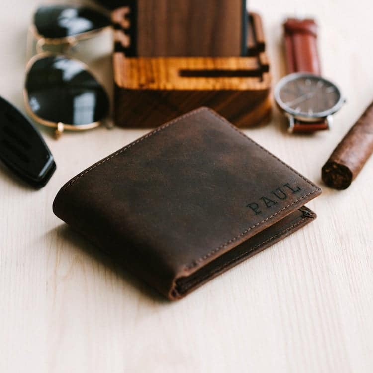 Engraved Leather Wallet by Stay Fine Personalized