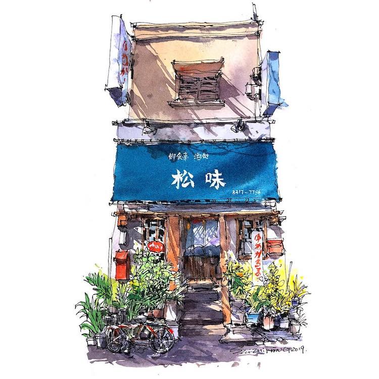 Bocetos urbanos con acuarela por Zhifang Shi