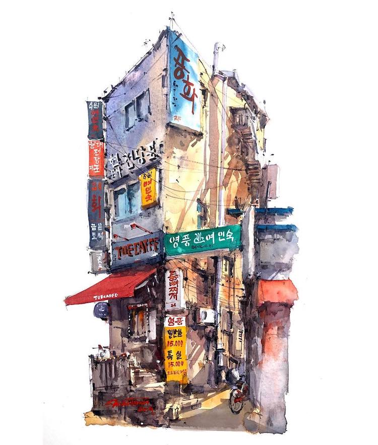 Watercolor Travel Art by Zhifang Shi