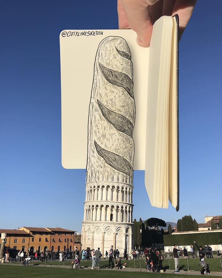 3D Travel Sketchbook Art by Pietro Cataudella CityLiveSketch