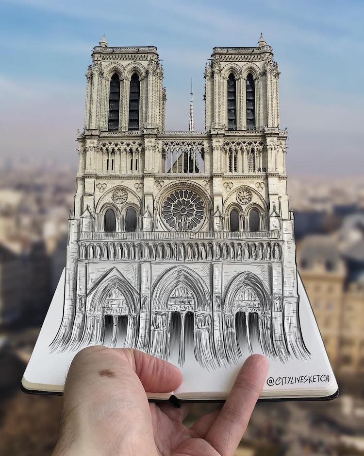 3D Travel Sketchbook Art by Pietro Cataudella CityLiveSketch