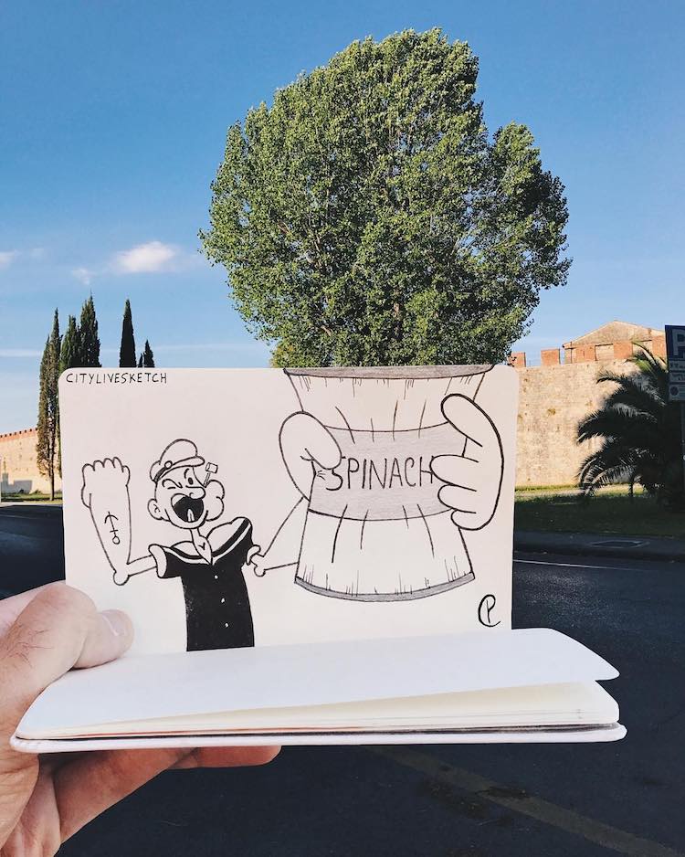 cuaderno de viaje con dibujos en 3d