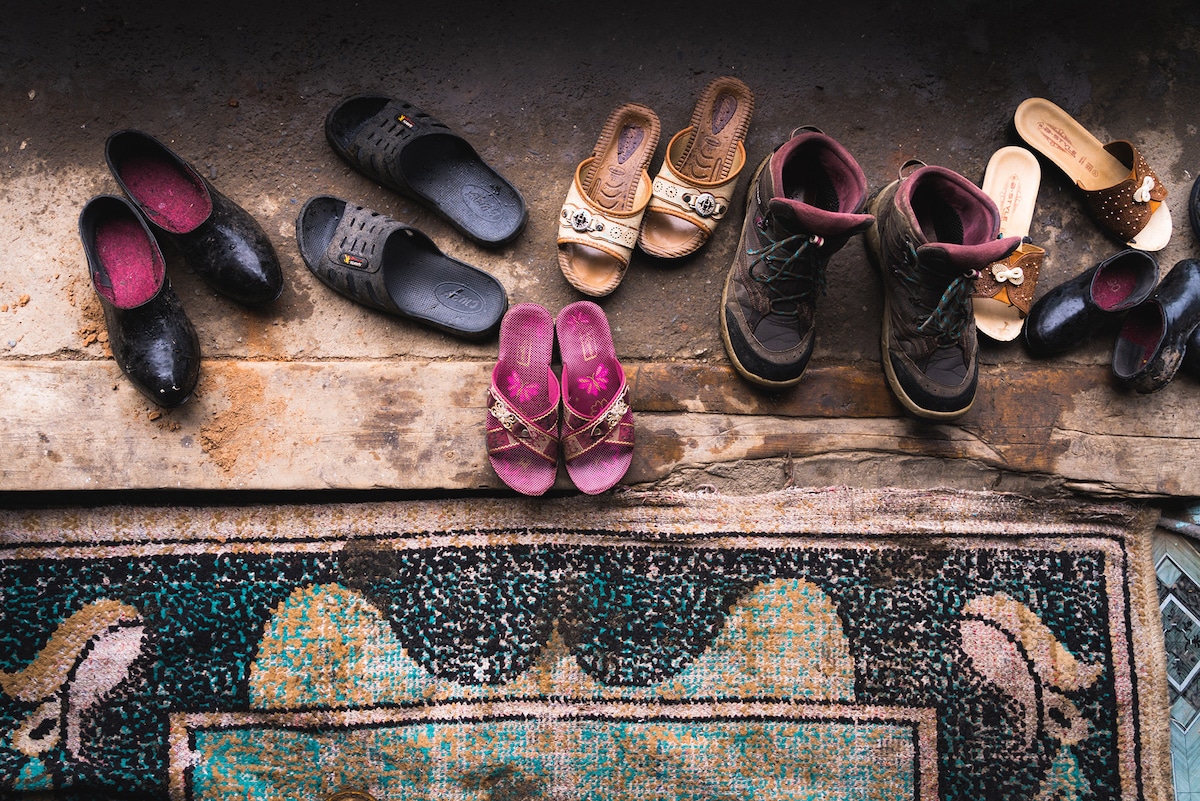 Shoes on the Floor of a Home in Kyrgyzstan