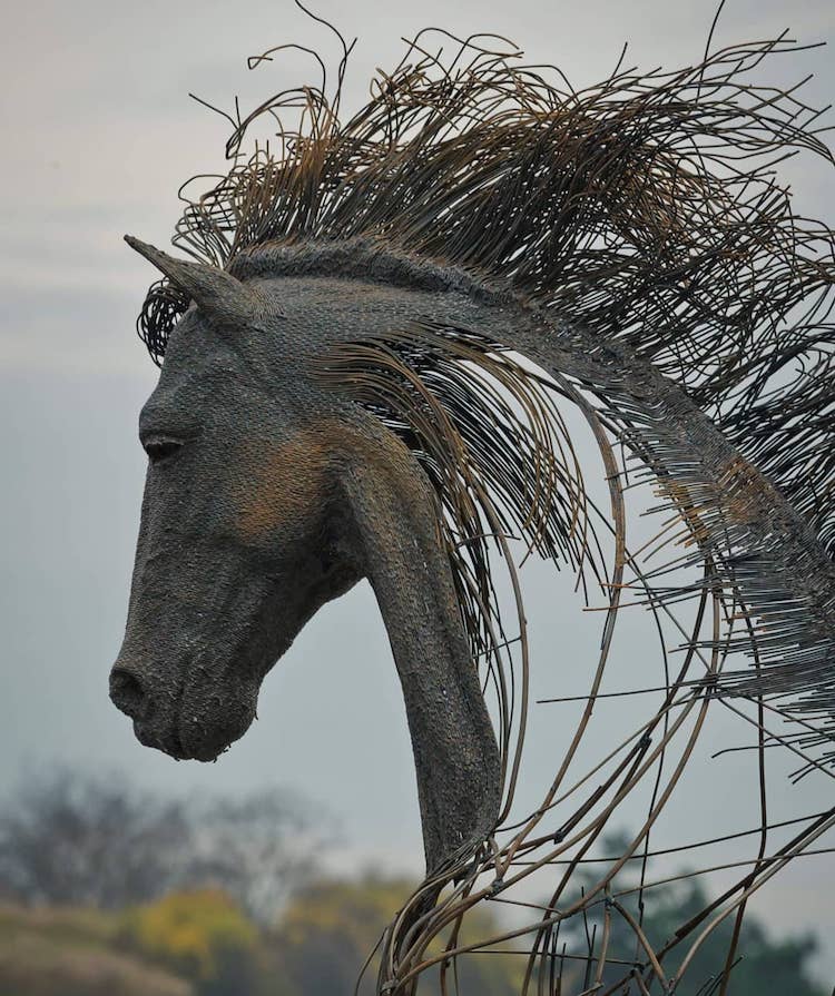 Contemporary Equestrian Statue by Darius Hulea