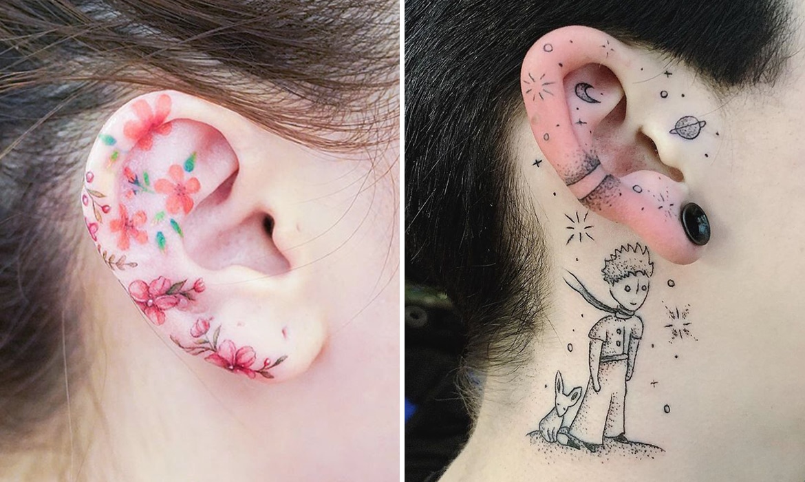 Inner ear tattoos do not fade away as quickly as neck tattoos or face tatto...