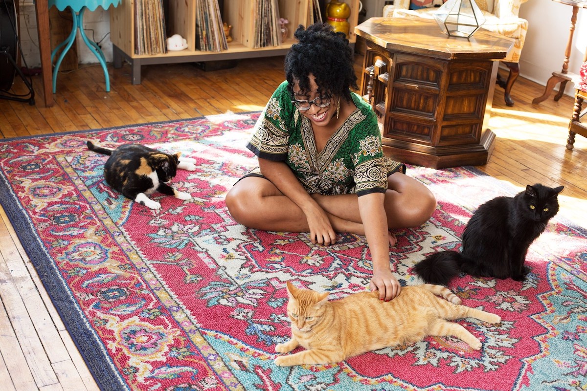 Woman and Her Cats