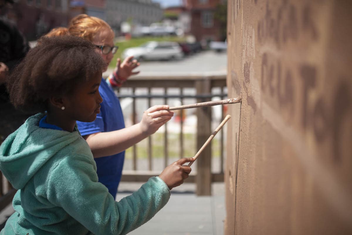 Children Painting a Mural