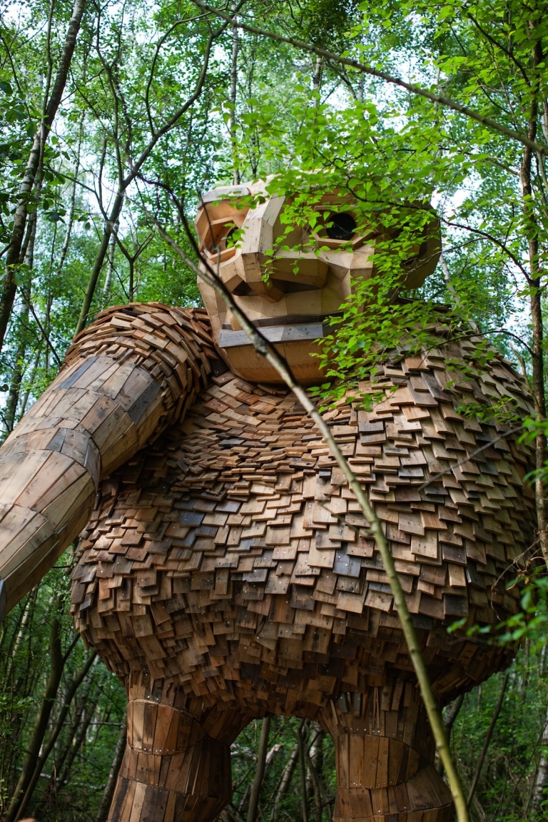 Siete trolls gigantes de madera llegan a los bosques de Boom, Bélgica