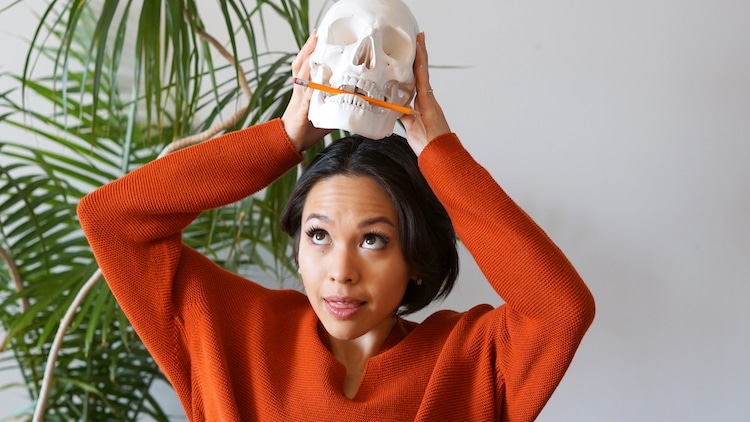 Instructor Melissa de Nobrega with a Skull