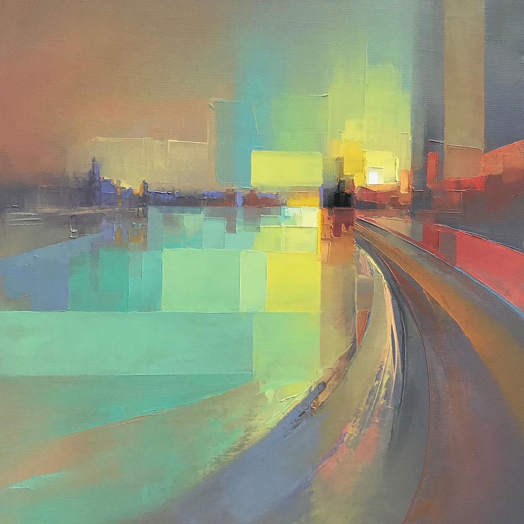 Abstract Landscape Paintings Capture Energetic Cityscapes   Abstract Paintings Jason Anderson 7 