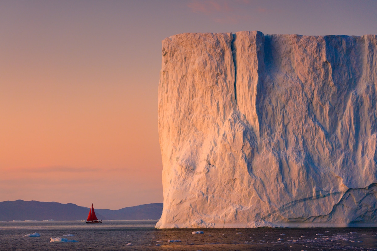 Iceberg in Greenland at Sunset