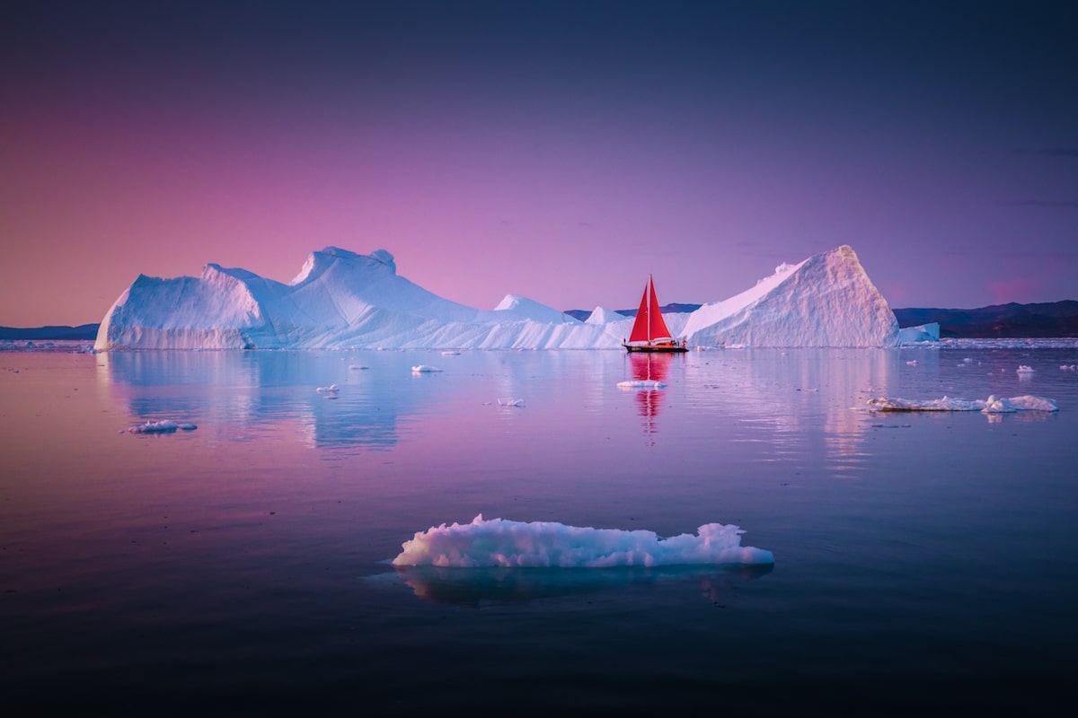 Iceberg in Greenland at Sunset