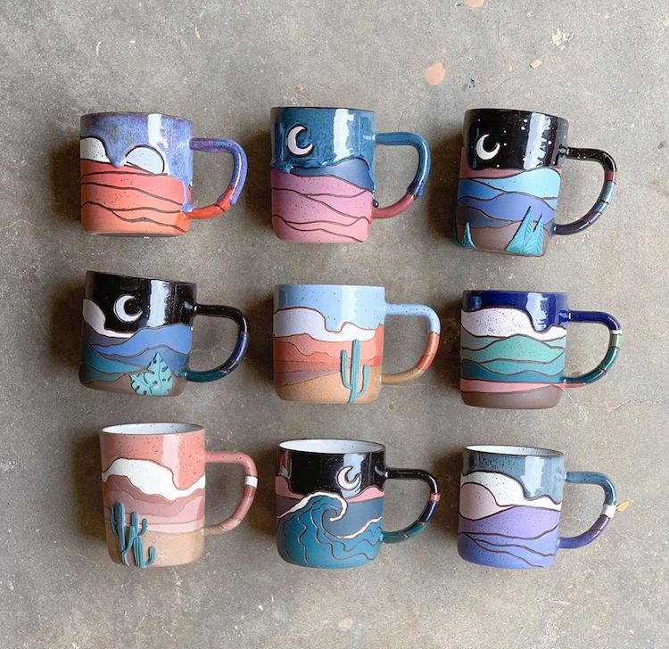 tazas de cerámica hechas a mano