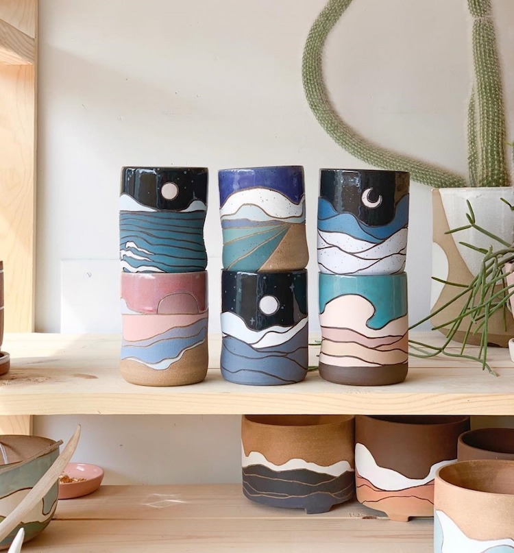 tazas de cerámica hechas a mano