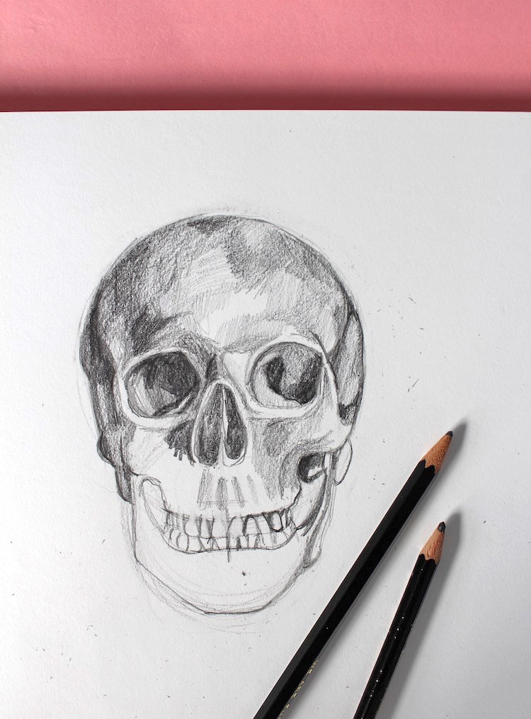 cool skull drawings in pencil