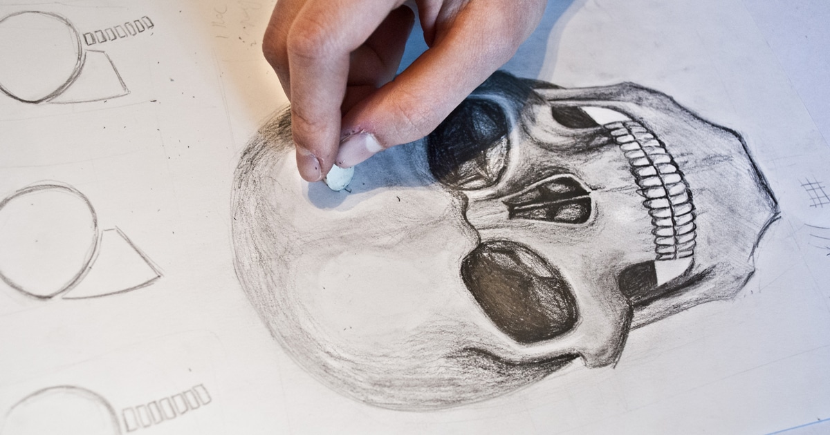 easy pencil drawings of skulls