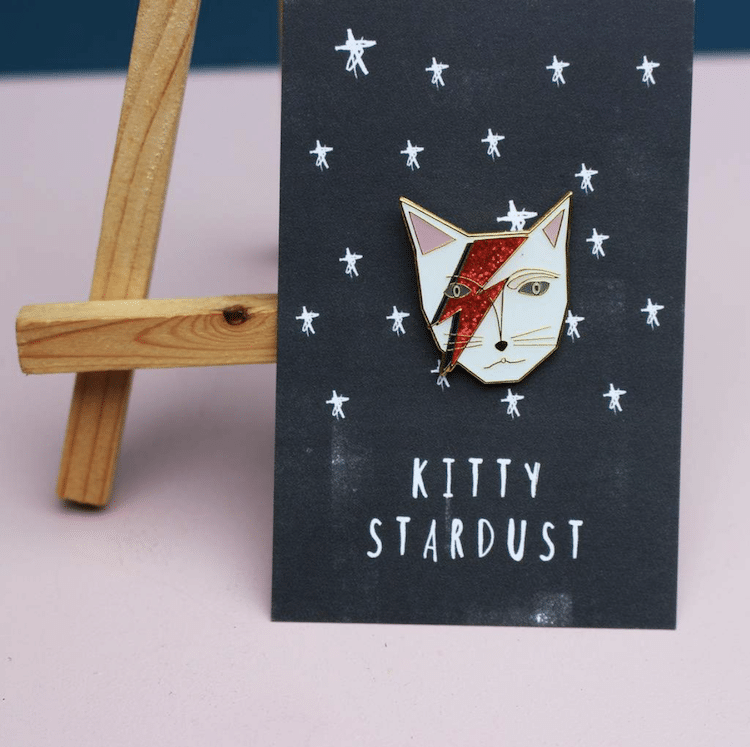 David Bowie Cat Pin