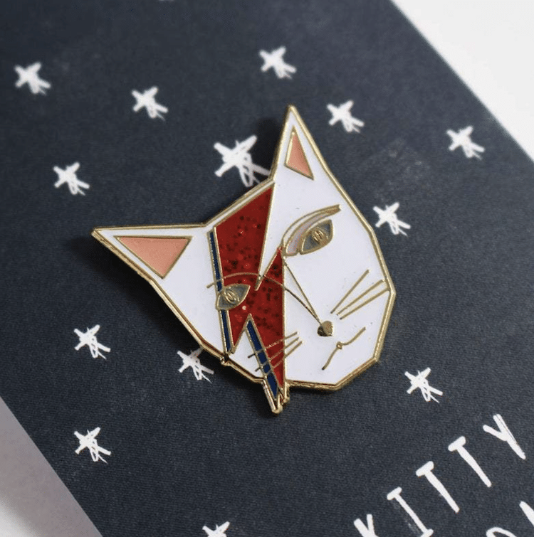 Ziggy Stardust Cat Pin