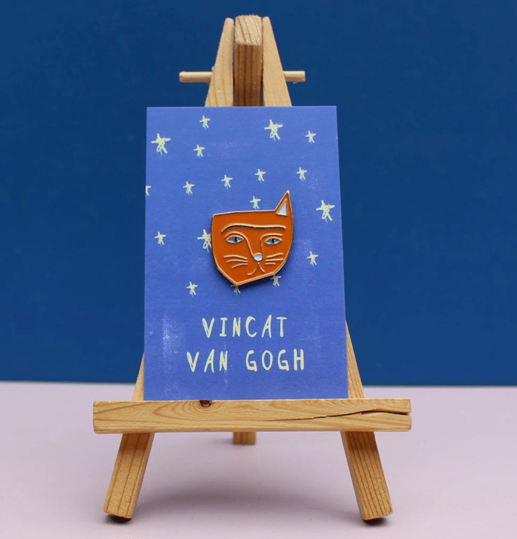 Van Gogh Cat Pin