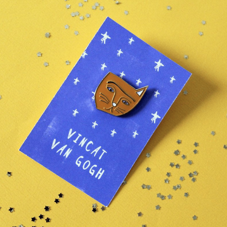 Van Gogh Cat Pin