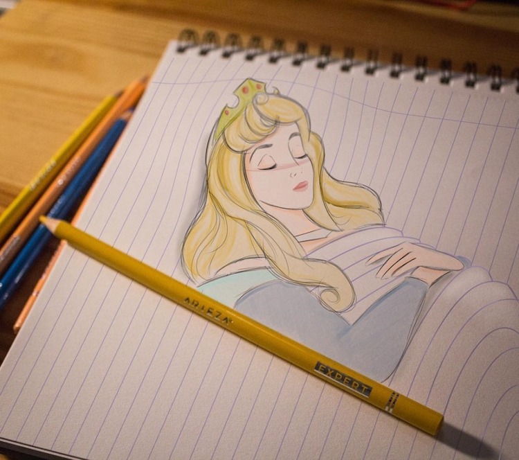 Optical Illusion Drawings Bring Disney Characters To Life On Paper