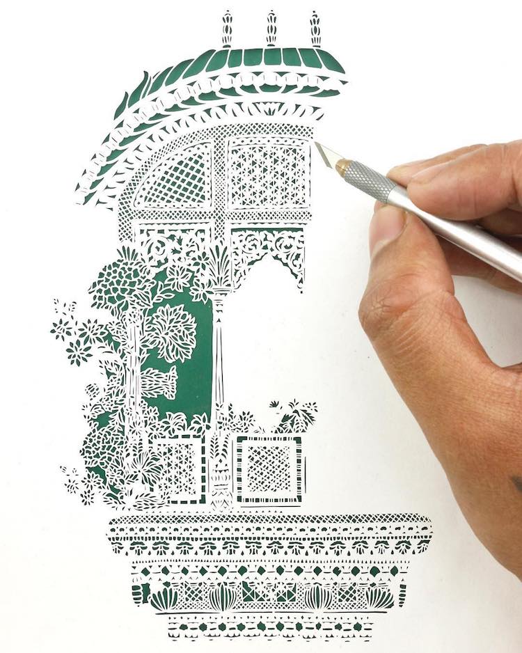 Paper Cutting Art Paisley Designs by Parth Kothekar