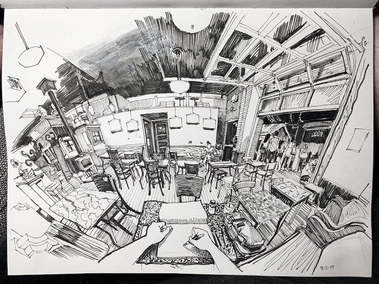 Perspective Drawings Reveal Artist S Position Within