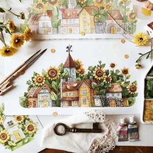 Charming Watercolor Illustrations Capture Garden Fairyland Towns