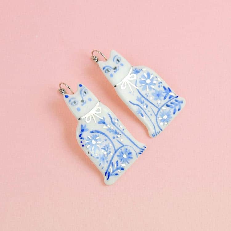 Blue Cat Earrings 