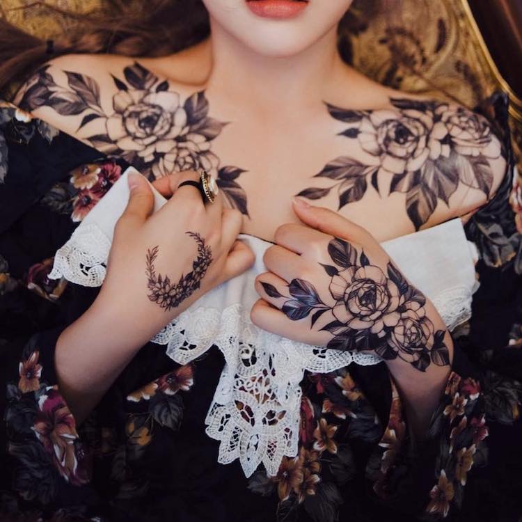 tatuajes de flores por Zihwa