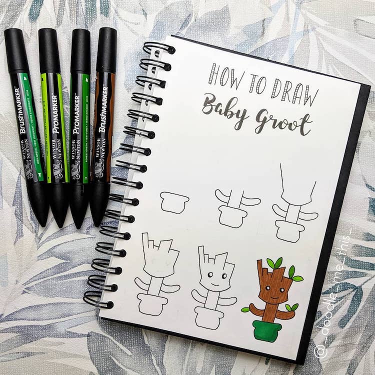 como dibujar a groot