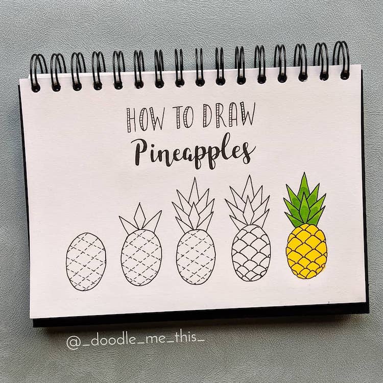 cómo dibujar una piña