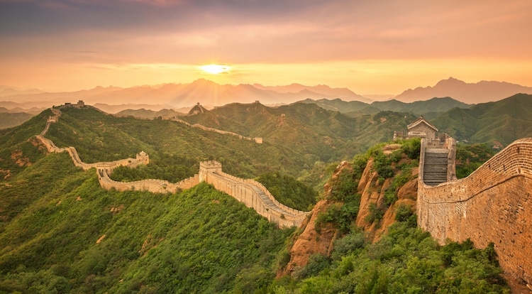 The Great Wall of China at Sunset