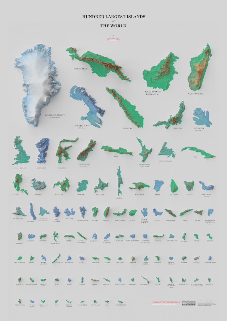 ‘Hundred Largest Islands of the World’ Poster by Mapmaker David Garcia