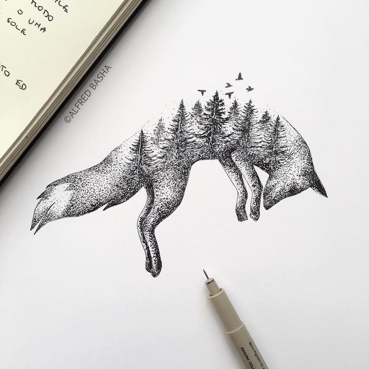 Pen and Ink Drawings by Alfred Basha