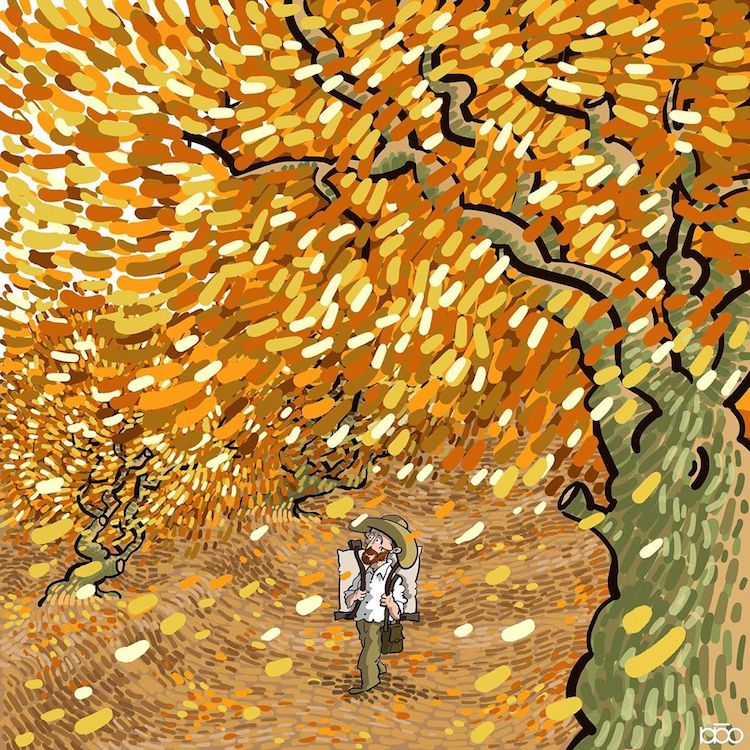 Caricatura de Van Gogh por Alireza Karimi Moghaddam