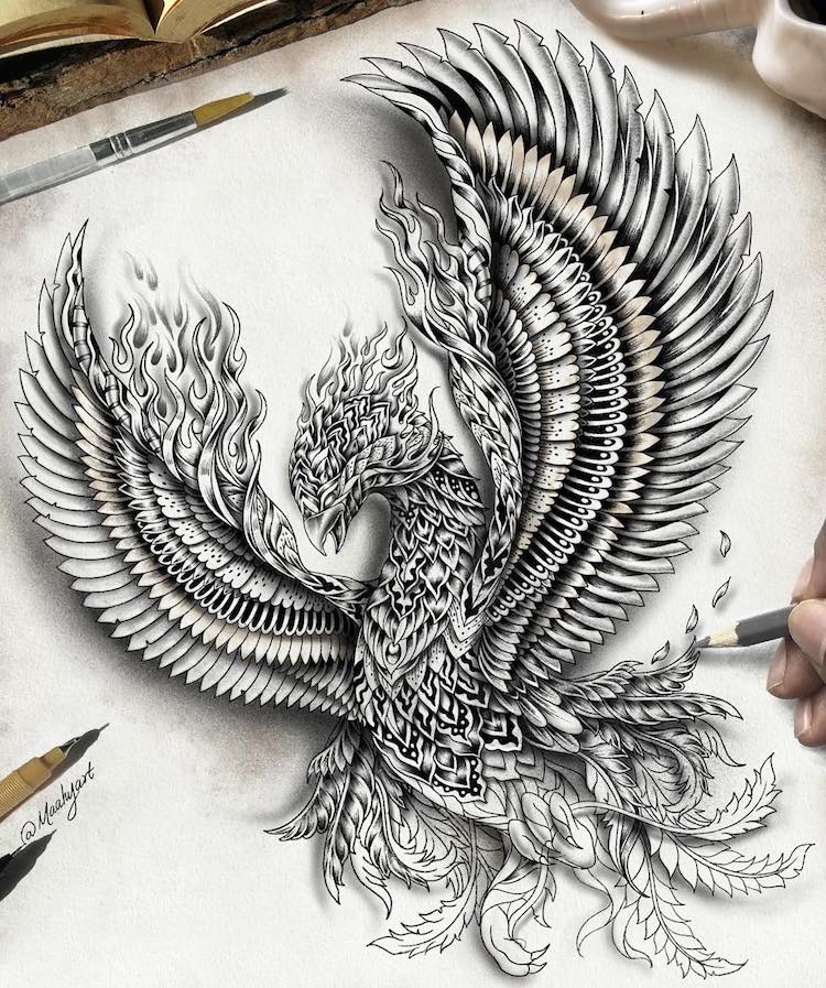 Arte de fantasía con el método Zentangle por Mahi Abdul Maahy's Art