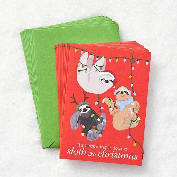 Sloth Christmas Card