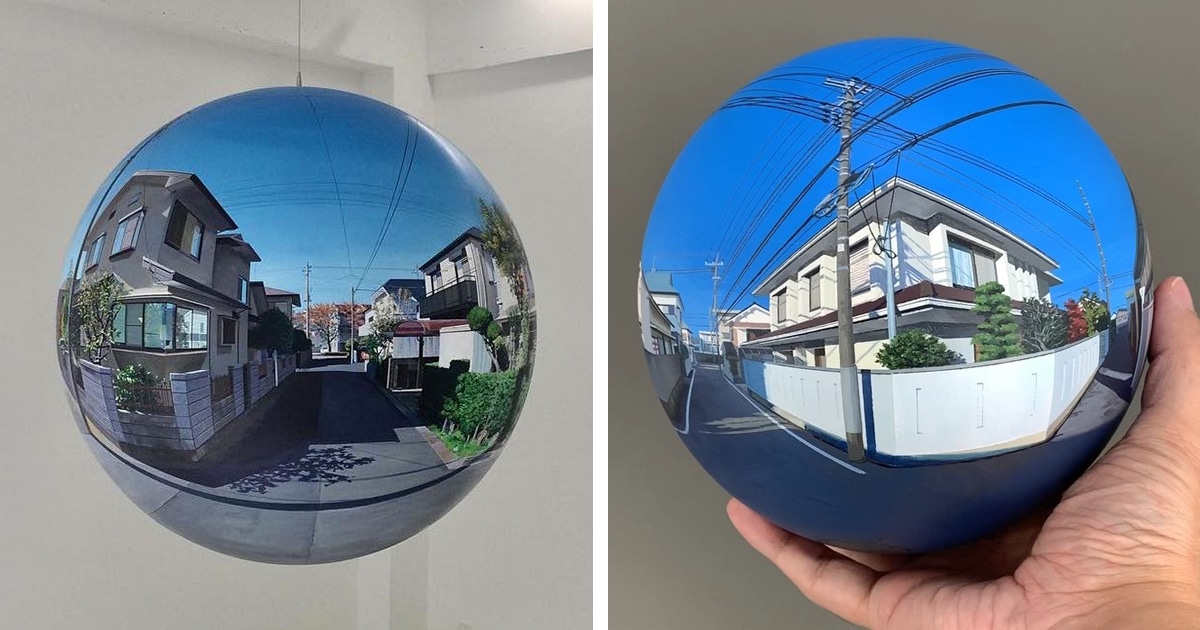 Artist Paints Photorealistic Scenes of Japanese Suburbia Onto Spheres