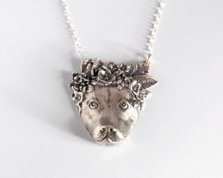 Pit Bull Flower Necklace